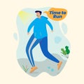 Vector flat cartoon man jogging, perfect for illustration and animation