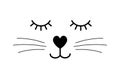 Vector flat cartoon black cat face Royalty Free Stock Photo