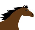 Vector flat cartoon brown bay horse head profile Royalty Free Stock Photo