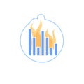 Flat cartoon burning chart graph,deadline stress situation vector illustration concept Royalty Free Stock Photo