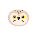 Vector flat cartoon doodle owl face Royalty Free Stock Photo