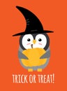 Vector flat cartoon Halloween penguin