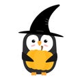 Vector Halloween penguin with pumpkin