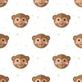 Vector flat cartoon monkey seamless pattern