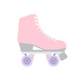 Vector flat cartoon pastel pink roller skate on white background