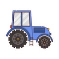 Vector flat cartoon tractor on white background Royalty Free Stock Photo