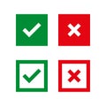 Vector flat check mark icons for web and mobile apps. Red and green colors