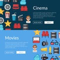 Vector flat cinema icons web banner templates illustration