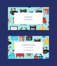 Vector flat cinema icons business card template Royalty Free Stock Photo