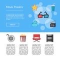 Vector flat cinema icons landing page template illustration