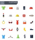 Vector flat clothes icons set