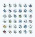 Vector flat color thin line icons set business and management outline symbols.