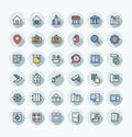 Vector flat color thin line icons set with real estate outline symbols. Royalty Free Stock Photo