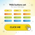 Vector flat colorful web buttons set. Ui web elements collection. Can be used for site or application. Royalty Free Stock Photo