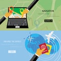 Vector flat concept of World travel and tourism. Royalty Free Stock Photo