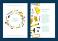 Vector flat construction tools card or flyer template illustration