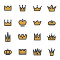 Vector flat crown icons set