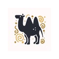 Vector flat cute funny hand drawn camel animal silhouette isolated on white background. Royalty Free Stock Photo