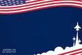 Vector flat waving American flag background