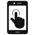 Vector flat design black color touch screen smartphone sign icon isolated on white background. Royalty Free Stock Photo