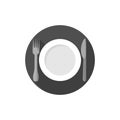 Flat design Empty plate with fork and knife