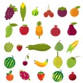 Vector flat design fruits icon set. Royalty Free Stock Photo