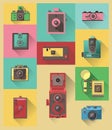 Vector flat design icon of vintage camera Royalty Free Stock Photo