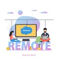Vector flat design of people on remote work