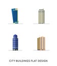 Vector Flat design of retro and modern city houses. Royalty Free Stock Photo