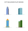 Vector Flat design of retro and modern city houses. Royalty Free Stock Photo