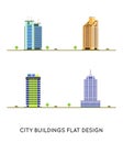 Vector Flat design of retro and modern city houses. Royalty Free Stock Photo