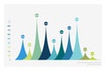 Vector flat design statistics column graph, chart.