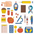 Vector flat diabetes icons