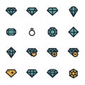 Vector flat diamond icons set Royalty Free Stock Photo