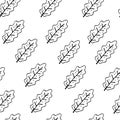 Vector flat doodle illustration. Autumn theme oak leaves seamless pattern Royalty Free Stock Photo