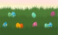 Vector flat of easter egg on grass Royalty Free Stock Photo