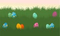 Vector flat of easter egg on grass