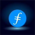 Vector flat Filecoin FIL Token symbol on blue background Royalty Free Stock Photo