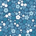 Vector flat flowers and berries, seamless creative pattern. Royalty Free Stock Photo