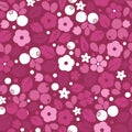 Vector flat flowers and berries, seamless creative pattern. Royalty Free Stock Photo