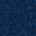 Vector flat flowers and berries, seamless creative pattern. Royalty Free Stock Photo