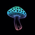 Vector flat fly agaric mushroom icon isolated on black background. amanita Royalty Free Stock Photo