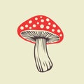 Vector flat fly agaric mushroom icon isolated on white background. amanita