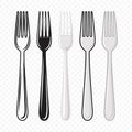 Vector Flat Fork with Outline Icon Set. Cutlery Illustration, Isolated Royalty Free Stock Photo
