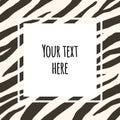 Vector frame with text banner on zebra print Royalty Free Stock Photo