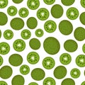 Vector Flat Fruit Pattern of Random Green Kiwi