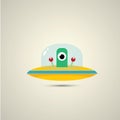 Vector flat funny orange alien spaceship logo