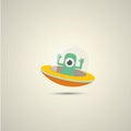 Vector flat funny orange alien spaceship logo Royalty Free Stock Photo