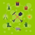 Vector flat gardening icons infographic Royalty Free Stock Photo