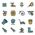 Vector flat gardening icons set